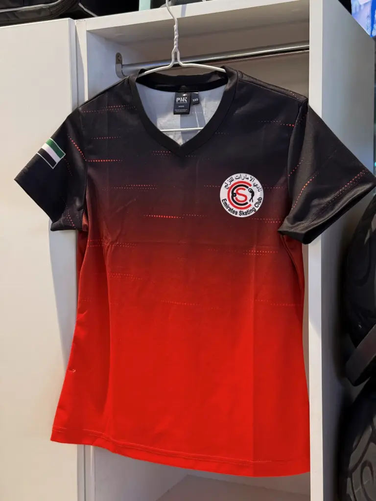 Emirates Skating Club T-Shirt – Lightweight Polyester, Quick-Dry Sports Tee for Teams (Small)